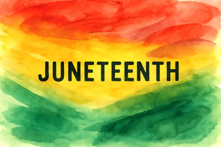 Vibrant watercolor background of juneteenth freedom colors in a flowing abstract design. concept of liberation, cultural pride, and symbolism in celebration of freedom.の写真素材