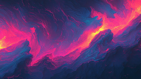 Vibrant abstract neon style background with glowing lines in dynamic turbulent pattern. concept of energy, futuristic design, colorful illumination.の写真素材