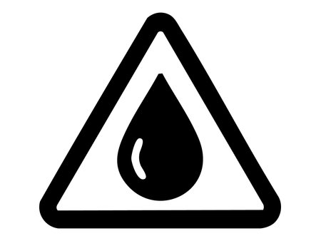 Environmental pollution warning icon with water drop sign, isolated on white background. concept of eco awareness, hazard signal, environmental conservation, safety symbol.のイラスト素材