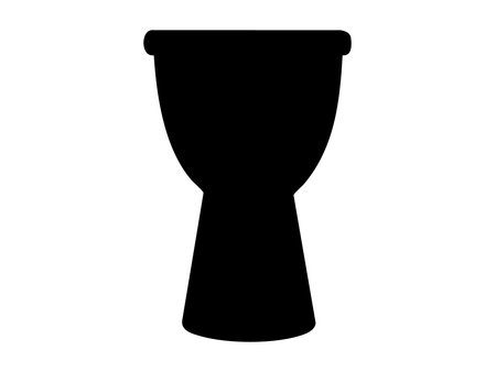 Black silhouette of djembe drum isolated on white background, graphic illustration. Concept of african percussion instrument, tribal rhythm, ethnic music, design element.のイラスト素材