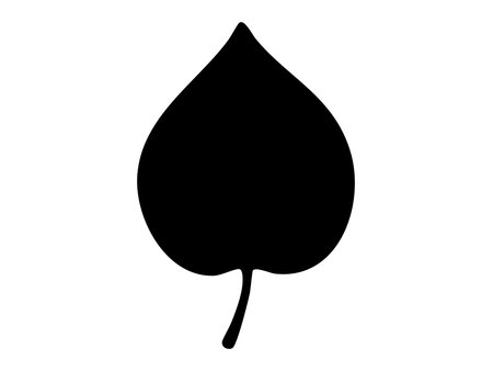 Black silhouette of Linden leaf isolated on white background, graphic illustration. concept of nature, botanical element, plant icon, foliage, design element, eco art.のイラスト素材