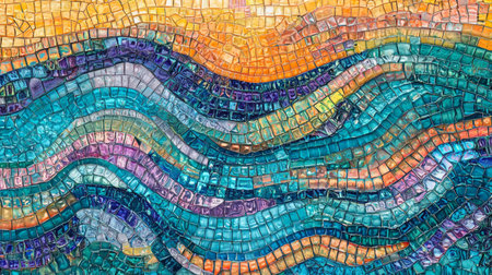 Colorful abstract mosaic inspired background with wavy patterns. concept of artistic design, vibrant...