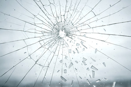 Shattering glass drama capturing dynamic motion and intensity in simple composition concept of...
