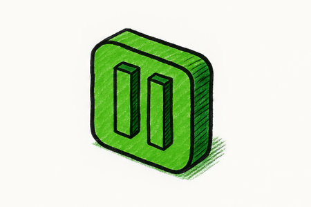 Green isometric pause button icon illustration on white background. concept of digital interface,...