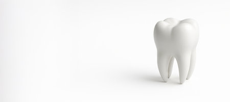White 3d tooth model isolated on simple white background. concept of dental care, dentistry, oral...