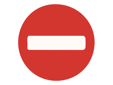 Red circular no entry sign with white horizontal bar, isolated on white background, graphic illustration. concept of traffic, warning, prohibition, road safety, signal.のイラスト素材