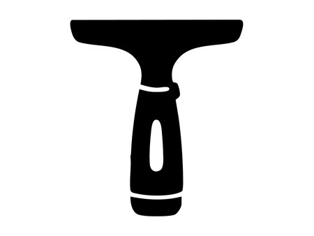 Black silhouette of squeegee, icon isolated on white background. concept of cleaning tool, home maintenance, window cleaner, household item, design element.のイラスト素材