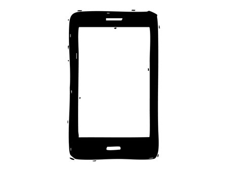Black silhouette of smartphone icon, blank screen design isolated on white background. concept of mobile device, communication, technology, gadget, digital interface, Hand drawn style.のイラスト素材