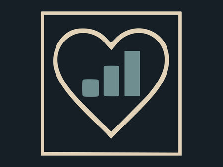 Icon of a heart with bar graph inside, isolated on dark background. concept of statistics, data analysis, love for analytics, business growth, financial insight, heartbeat.のイラスト素材