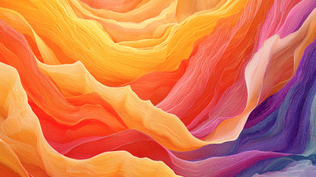 Abstract vibrant wavy texture in warm fiery colors with intricate line details. Concept of energy,...