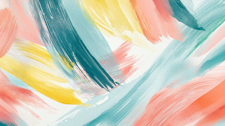 Abstract artistic brushstrokes in vibrant colors on canvas. concept of creativity, artistic expression, colorful painting, contemporary art. Abstract background.の写真素材