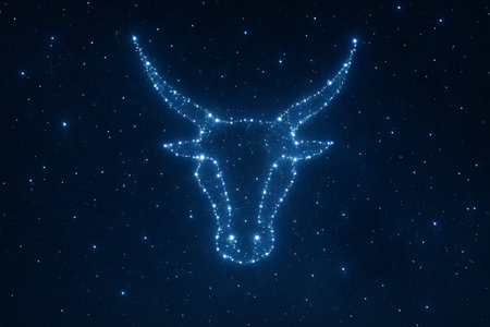 Taurus constellation shining brightly in a starry night sky. concept of zodiac sign, celestial beauty, astrology symbol, astral navigation, nighttime wonder.の写真素材