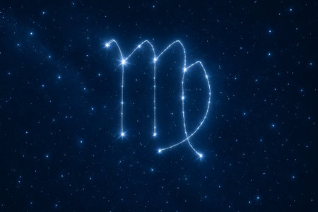 Virgo zodiac sign illustrated in starry night sky with constellation lines. concept of astrology, celestial beauty, star formation.の写真素材