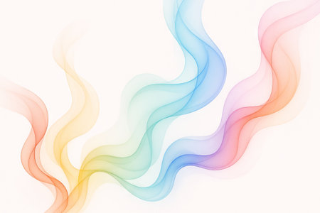 Colorful abstract smoke illustration with flowing curves and vibrant hues on light background. concept of creativity, modern art, dynamic movement.の写真素材