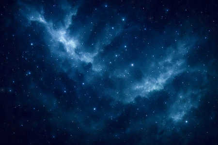 Cosmic darkness and star-filled sky with mysterious nebulae in deep space. concept of astronomy, universe exploration, mystery of the cosmos.の写真素材