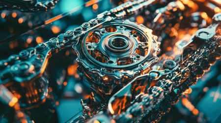 Intricate engineering of a mechanical part styled as a motorcycle engine component. concept of precision, machinery, industrial design, innovation.の写真素材