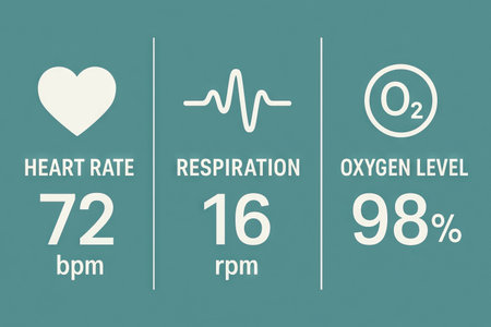 Biometric health monitoring displaying heart rate, respiration, and oxygen level data. concept of...