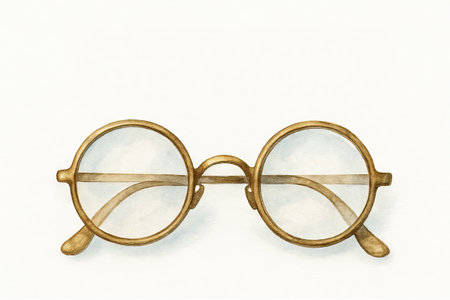 Watercolor illustration of vintage glasses with simple composition concept of classic eyewear, antique style, timeless fashion accessory.の写真素材