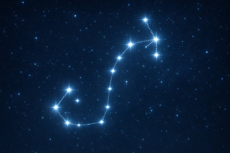 Scorpio constellation in night sky with stars illustrating zodiac sign theme. concept of celestial navigation, astrology, nighttime astronomy.の写真素材