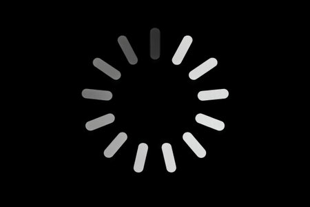 Simple grayscale loading icon on black background for user interface and digital design projects.