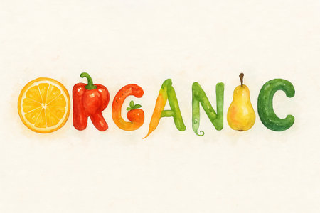 Watercolor fruit logo illustration featuring organic elements in simple composition for natural branding and creative design.の写真素材