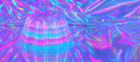 Vibrant neon jelly delight with holographic background in colorful illumination. concept of...