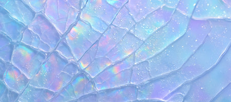 Iridescent ice texture with rainbow hues creating abstract background. concept of natural patterns,...