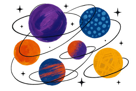 Png abstract planets with orbits set isolated on transparent background. concept of cosmic design,...