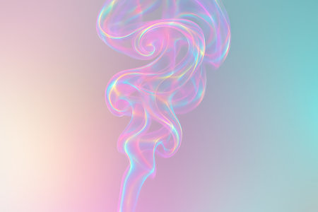 Iridescent abstract vapor swirl on pastel background illustration. concept of ethereal design,...