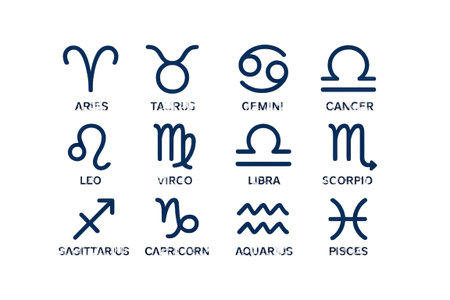 Png set of zodiac signs on simple background. concept of astrology symbols, horoscope icons, celestial design elements, zodiac constellations for mystical decor.の写真素材