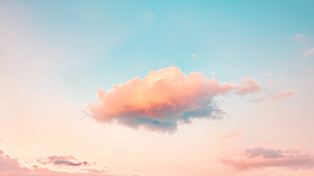 Heart-Shaped Cloud Floating in a Bright Pastel Sky at Sunset. Concept of Tranquility, Nature's Beauty, Serene Atmosphere, Calm Skies.. Valentine's Day.の写真素材