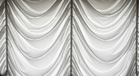 Trendy white color 2026 year. White translucent fabric with soft folds and shadows. Abstract textile background for design and texture overlay element. Minimalist natural material..の写真素材