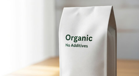 Organic packaging with no additives design on minimalist background. concept of sustainable materials, eco-friendly branding, natural products.の写真素材
