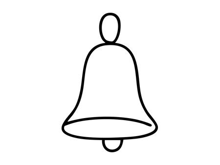 Black outline of christmas bell isolated on white background. concept of holiday, celebration, festive decor, seasonal icon, christmas decoration, design element.のイラスト素材