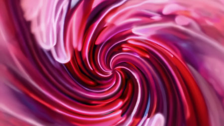 Vivid abstract swirling pattern in pink and red hues creating dynamic and energetic visual effect....