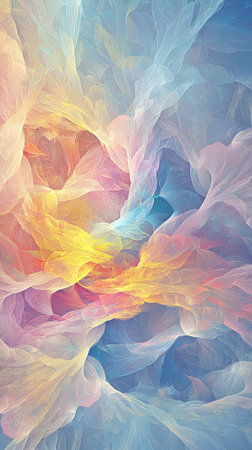 Abstract easter background with flowing pastel swirl illustration in soft hues of pink, yellow, and blue. concept of festive art, colorful design, easter celebration.の写真素材