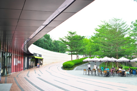 People resting under the parasol at the outdoorのeditorial素材