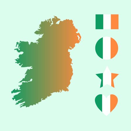 Vector Ireland Flag and Icon Setのイラスト素材