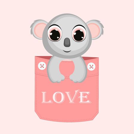Vector koala on pink Background. Can be used for kid's clothing. Use for print, surface design, fashion wearのイラスト素材