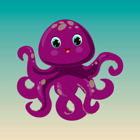 Illustration of very cute octopus. Can be used for kid's clothing. Use for print, surface design, fashion wear. For design of album, scrapbook, card and invitationのイラスト素材