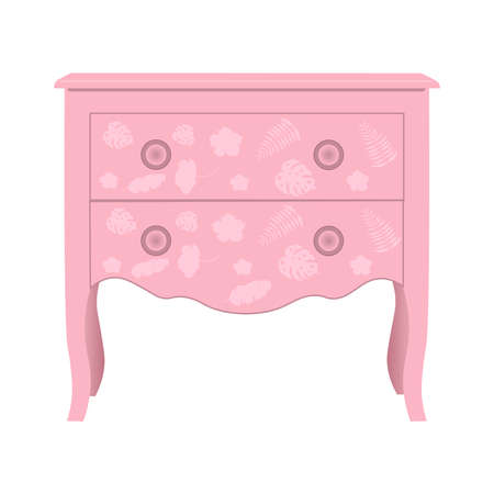 Pink children's chest of drawers isolated on white backgroundのイラスト素材