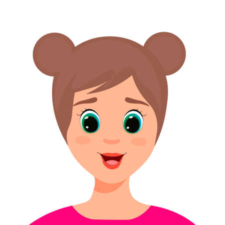 Emotion of laughter on the face of a brunette girl.のイラスト素材