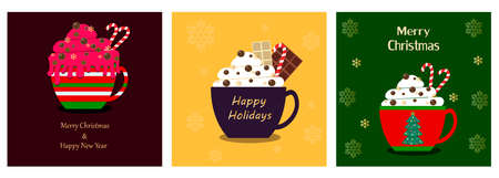 Set. Perfect for greeting cards, party invitations, posters, stickers, pin, scrapbooking, icons. Vector illustration.Merry Christmas & Happy New Yearのイラスト素材
