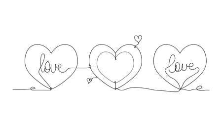 Abstract Love. Banner love - one line drawing. Vector illustration continuous line drawing.のイラスト素材