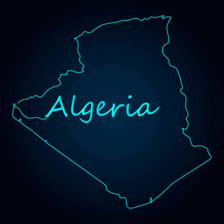 Abstract map of Algeria- one line drawing. Vector illustration continuous line drawing.のイラスト素材