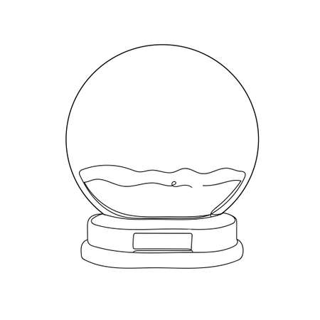 Snow globe ball. New Year. Christmas. One line drawing. Vector illustration continuous line drawing.のイラスト素材