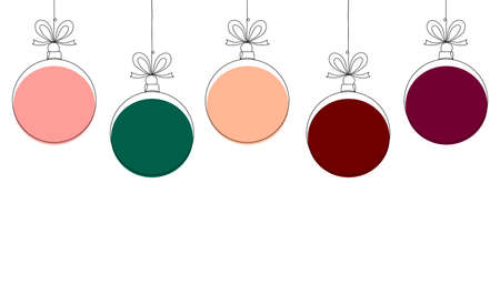 Christmas colorful balls. New Year 2021. One line drawing. Vector illustration continuous line drawing.のイラスト素材