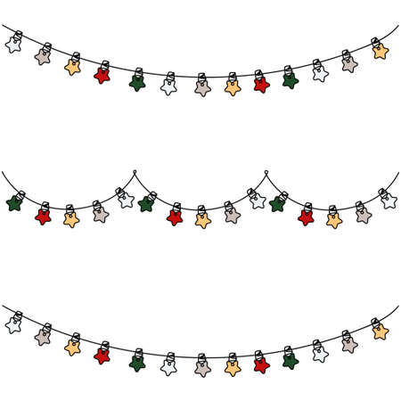 Christmas colorful lights shining. One line drawing. Vector illustration continuous line drawing.のイラスト素材