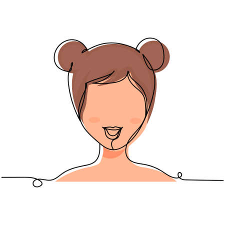 Continuous one line drawing of an abstract beautiful smile face. Vector illustration. Perfect for cards, party invitations, posters, stickers, clothing.のイラスト素材