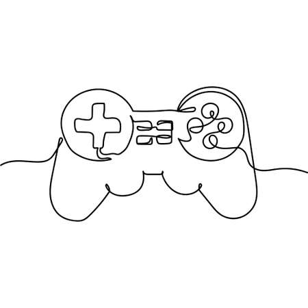 Continuous one line of gamepad joypad in silhouette. Minimal style. Perfect for cards, party...